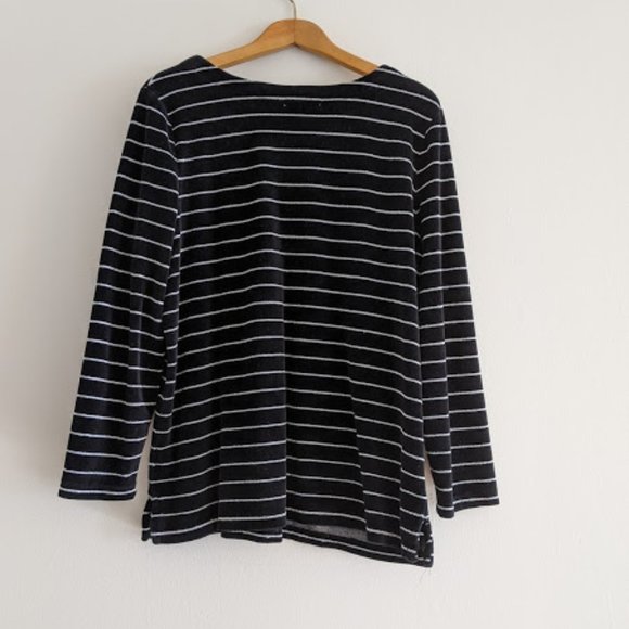 Liz Claiborne Black and Silver Striped Shirt Sz 1X - Picture 2 of 6